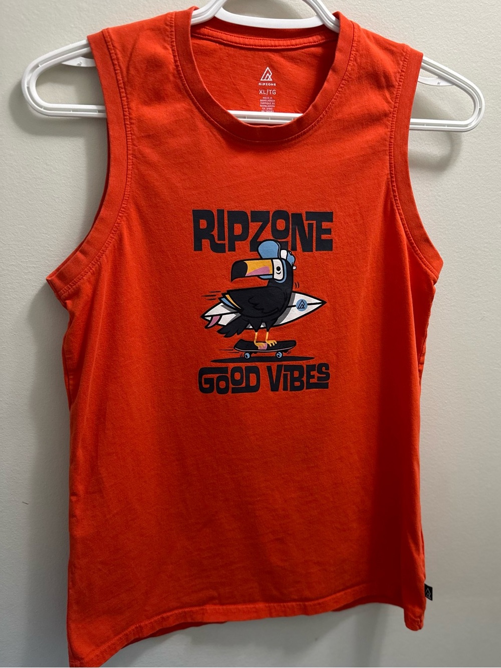 Boys' RIPZONE Orange 'Good Vibes' Graphic Muscle Tank. EUC